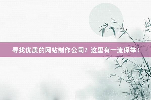 寻找优质的网站制作公司？这里有一流保举！