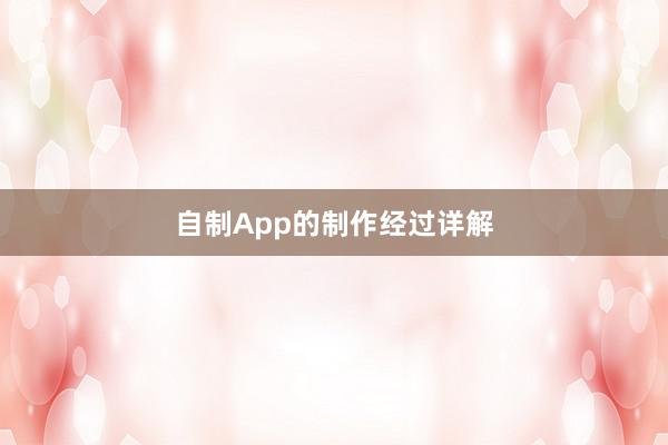 自制App的制作经过详解